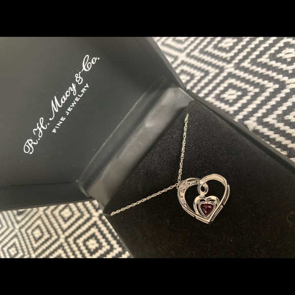 Sterling silver Ruby heart with chain - Picture 5 of 5